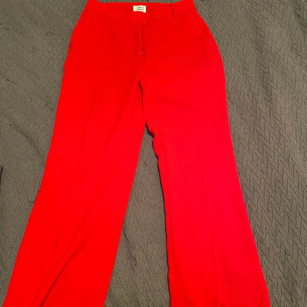LITTLE MOON RED WIDE LEGGED DRESS PANT